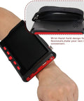 Handy 5 Inch Wrist CCTV Tester With HDMI And VGA Inputs on wrist, showing screen and buttons, designed for field technicians.