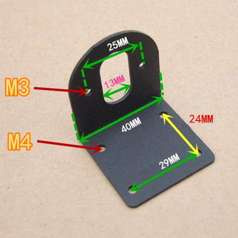 Heavy-duty motor mounting bracket with M3 and M4 holes
