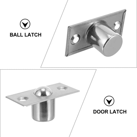 4 Pack Heavy Duty Stainless Steel Door Ball Catch Strikes With Secure Closure Silver Finish, showing latch design and details.