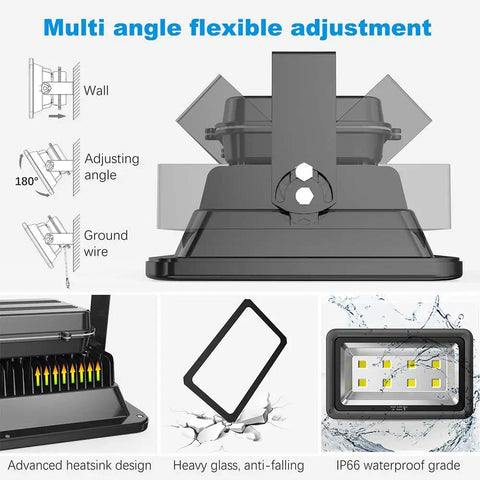 Beast Mode Bright 400W Outdoor LED Flood Light with 40000 Lumen Output, 6000K Daylight White, IP66 Waterproof, multi-angle adjustment.