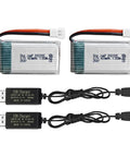 2 Pack 3.7V 420mAh 25C LiPo Battery with USB Charging Cable and Molex Plug for RC Drones and Quadcopters