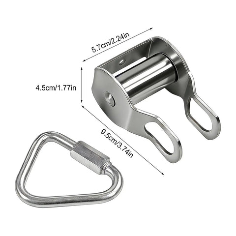 Outdoor Zip Line Conversion Kit With Smooth Glide Pulley System For Backyard Fun, Easy Install Slackline Roller Set, metal parts