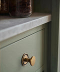 Antique Brass Cabinet Knobs With Backplate Beaded Round Hardware on kitchen drawer, zinc alloy vintage farmhouse vibe