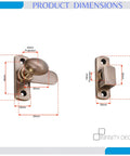 55mm Oval Antique Brass Cabinet Latch For Cupboard And Wardrobe dimensions diagram with thumb turn latch and fittings