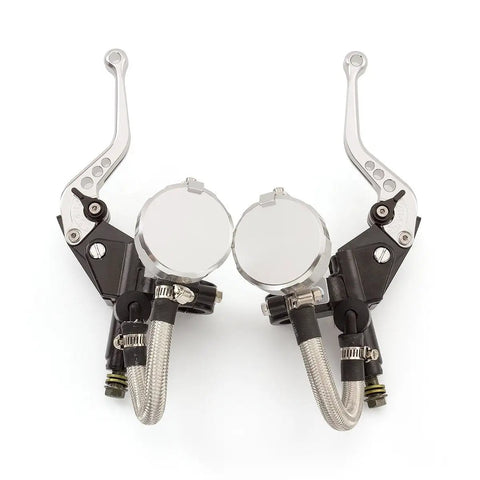 7 By 8 Inch CNC Master Cylinder Dual Hydraulic Brake And Clutch Levers Kit With Reservoir Pump For 125cc To 500cc Sport Street Bikes