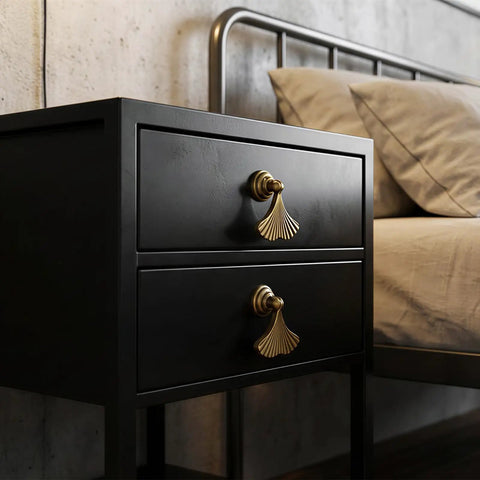 Gold Cabinet Knobs 4 Pack Fan Shaped Drawer Handles Made From Solid Zinc Alloy for Dresser Wardrobe Bathroom Vanity Furniture Hardware