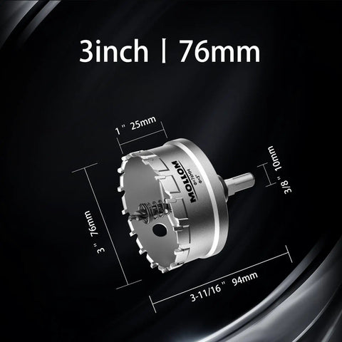 Beast Mode Heavy Duty 3 Inch Carbide Hole Saw Kit With 2 Pilot Bits For Cutting Stainless Steel Mild Steel Iron Copper Brass