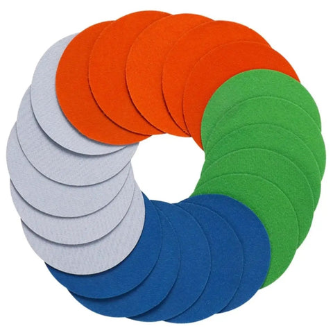 Premium Flocking Hook And Loop Sanding Discs Set For Electric Sander, showing assorted colors and textures for blending and polishing.