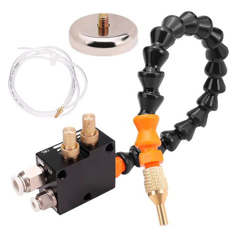 Industrial Grade Adjustable Coolant Spray Nozzle With Rock Solid Mounting Base And Extra Reach Suction Pipe for precise lubrication.