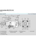 Technical drawing of Heavy Duty Aluminum Pneumatic Cylinder Featuring Double Acting Air Design For Industrial Automation.