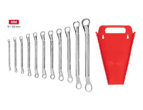 11 Piece 45 Degree Offset Box End Wrench Set With Holder Spanning 6 To 32 Millimeter Sizes For Tight Spots Auto Work And Home Repairs Built For Tough Spots And Real World Projects That Gets It Done