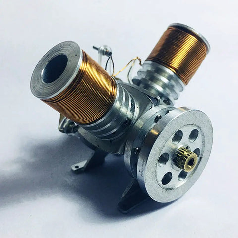 Mini Metal V Type Double Cylinder Electromagnetic Engine Model V2 Working Demonstration Toy For Hands On Physics Experiment With Six To Twelve Volt Supply, metal dual-cylinder model