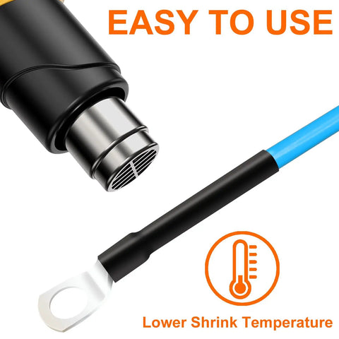 Top Tier 1/2 Inch Heat Shrink Tubing 13 Foot Roll Dual Wall Adhesive Lined Waterproof Wire Wrap Cover with heat gun and wire.