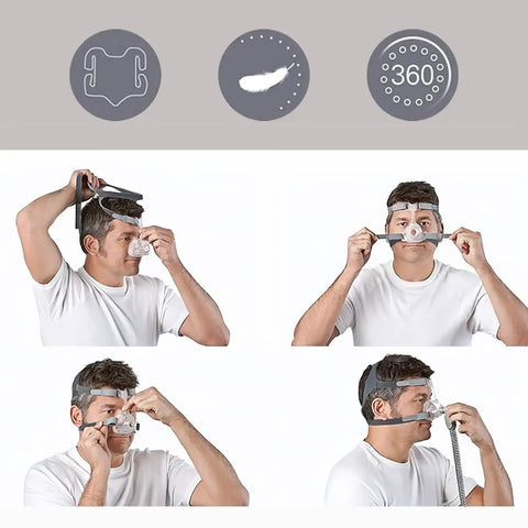 Replacement Frame Kit For Nasal CPAP Mask With Wider Frame, Reusable Headgear Guard, Rugged Plastic Build For FX Style Nasal Masks, No Fuss Install And Long Lasting Frame System Accessory For Daily Use on man fitting mask
