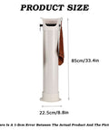 Top Shelf Coffee Grounds Knock Box With Splash Proof Tilted Opening Eight Point Six Liter Large Capacity Espresso Dump Bin Includes Trash Liners And Dry Towel Slick Matte White Build showing product size and towel placement.