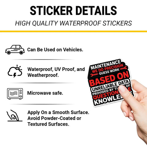 Funny Technician Humor Vinyl Sticker Pack For Toolbox Laptop Helmet Water Bottle And Journal Waterproof Decals 3 Inch Durable