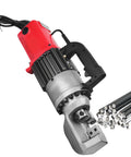 Beefy 1600W 220V Electric Steel Bar Cutter And Rebar Bender next to steel bars, handheld construction tool visible