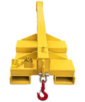 Built Like A Tank 3 Ton Telescopic Forklift Boom Attachment with red hook and yellow carbon steel construction.