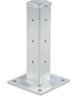 Beefy Galvanized Steel Drop In Fender Post With Tough As Nails Corrugated Guard Rail Powder Coated Bright Yellow for Shop Floor Safety.