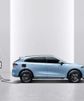 Electric vehicle charging at a station with No Sweat NEMA 5 15P To 6 20R EV Charging Adapter 12 Inch UL Listed Cord.