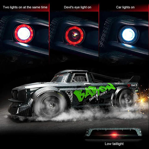 One Sixteen Scale 4WD RC Car With High Speed Drifting Up To Twenty MPH Off Road Buggy 4X4 Toy Car With Lights and tail lights