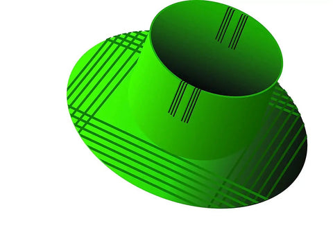 Green ABS plastic component resembling a Sprinkler Head Guard Protector Donut Style Patented Sprinkler Protection Prevents Mower Damage 10 Pack