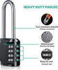 Five Inch Ultra Long Shackle Combination Padlock In Silver With A 3.2 Inch Shackle Durable Steel Lock With Side Window Secure Dial
