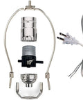 Silver Finish Make A Lamp Kit With All Parts Included And No Sweat DIY Lamp Design Or Repair Instructions with components displayed.