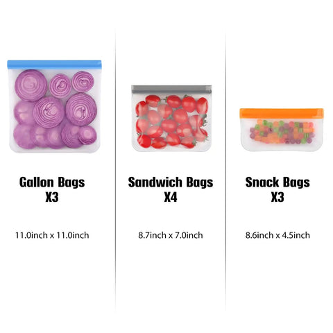 Mega 10 Pack Reusable Freezer Bags Dishwasher Safe Zero Hassle Food Storage Containers Leakproof Airtight Meal Prep Supplies No Sweat Organization For Freezers Pantries And Picnic Coolers