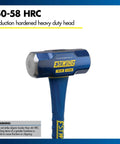 Hard Face 16 Pound Sledge Hammer For Demolition And Stake Driving With 36 Inch Fiberglass Handle Induction Hardened To 50 55 HRC Overstrike Protection And Textured Grip close-up