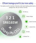 Premium SR616SW Watch Batteries, 1.5 Volt Silver Oxide Button Cells with leakage-proof design and stainless steel construction.