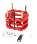 Adjustable Insert Plate Router Lift With Double Stainless Steel Support Rods For 64 To 66 Millimeter Trimming Machine Aluminum Under Table Base Hella Durable Badass Precision Woodworking Upgrade In Vibrant Red components and tools.