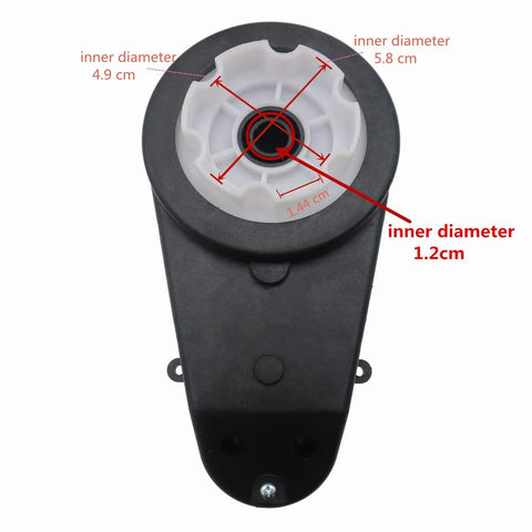 12V Kids Ride On Car DIY Harness Kit component RS550 Gearbox with measurements for remote control setup