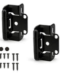Half Inch Overlay Black Cabinet Hinges Boasting Smooth Self Closing Action For Face Frame Kitchen Doors Featuring Semi Concealed Badass Heavy Duty Build And A Super Chill Opening Range with screws and pads.