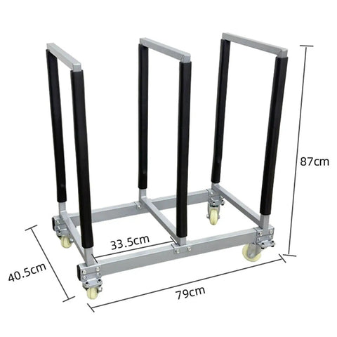 Badass Heavy Duty Metal Rolling Tire Rack Organizer For Auto Garage Workshop Wheel Storage Shelf with dimensions and wheels.