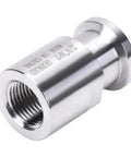 One Half Inch Tri Clamp Adapter To Three Eighths Inch FNPT Thread Ferrule Sanitary Pipe Fitting In Stainless Steel 304 close-up view