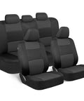 Universal Fit PolyPro Car Seat Covers Full Set in Charcoal on Black for Front and Rear Split Bench Seats display