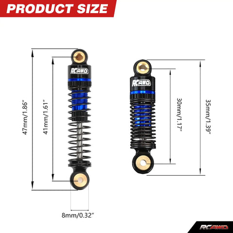 47mm Oil Type Shocks For CR18P Hobbyplus 1/18 Rock Van Front And Rear Upgrade Kit Blue Alloy Bodies With Three Spring Options