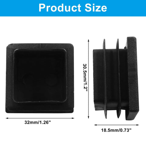 12 Pack One And A Quarter Inch Square Plastic Plugs Black End Caps For Square Tubes And Furniture Legs Durable Plastic Plugs Provide Floor Protection In Indoor And Outdoor Use product size