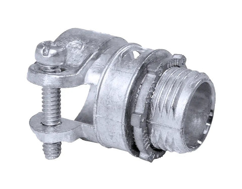 ProConnex 1/2 In Flex Squeeze Conduit Connector Fitting For AC MC FMC RWFMC Termination Zinc Die Cast 25 Pack UL CSA Listed TriCombo Screw Quick Install Works With Aluminum Or Steel 6/3 AC And MC, zinc die-cast connector