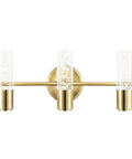 Brass Gold Modern Integrated LED Vanity Light Wall Sconce For Bathroom And Hallways With Clear Bubble Acrylic Shade Minimalist Art Deco Style Neutral White 4000K 18 Inch Energy Saving Fixture No Bulbs To Replace