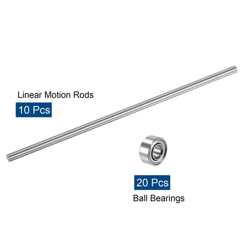 Dope Linear Motion Rods And Ball Bearings Kit with 10 Pieces 3mm by 100mm stainless rods and 20 Pieces 683ZZ bearings