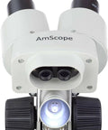 Battery Powered Binocular Stereo Dissecting Microscope With 20X Magnification, LED Illumination, And Interchangeable 5X And 10X Eyepieces, Great For Home Science, Classroom Projects, Rocks, Stamps, Jewelry, And Large Specimens; front view
