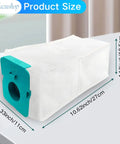 Product size description of a dust bag replacement for Samsung VCA-ADB95 BESPOKE Jet cordless stick vacuum, turquoise seal.