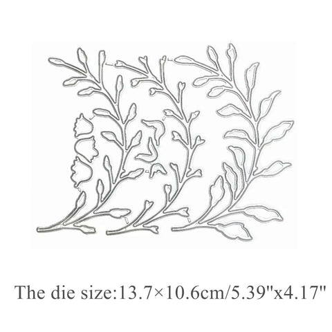 3 Piece Flower Leaf Branches Metal Die Cuts Set For DIY Embossing And Card Making, Floral Leaves Frame, carbon steel, size 137×106 mm