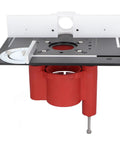Multifunctional Built Tough Aluminum Router Table Insert Plate With Precision Hand Crank Lift, black steel design, front view