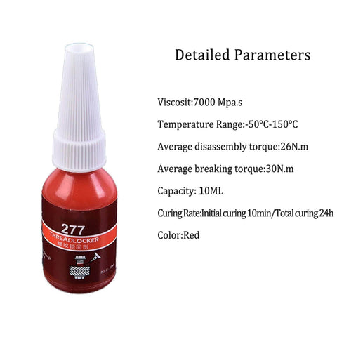 Red Thread Locker Gel For All Fasteners And Nuts, Ultra Strong Anaerobic Adhesive That Prevents Loosening, 10ml bottle