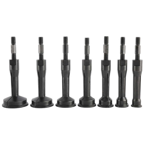 KUNTEC blind bearing puller set: eight black steel slide-hammer adapters with threaded studs and round bases