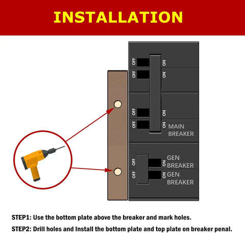Installation steps for Generator Interlock Kit For Square D Homeline Meter Main 150/200 Amp Breaker.