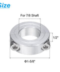 Four Pack Heavy Duty Double Split Clamp On Shaft Collar For Seven Eighths Inch Shaft Two Piece Aluminum Alloy Clamping Collar One And Five Eighths Inch Outside Diameter One Half Inch Thick Set Screw Rust Resistant Lightweight Secure Positioning